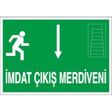 Okularenkkat Imdat Çıkış Merdiveni Aşağı Ok Uyarı Levhası 25 cm x 35 cm