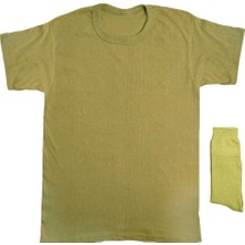 Single Sword Erkek Haki 6'lı Askeri Fanila Boxer Çorap Giyim Seti Kum Rengi XL