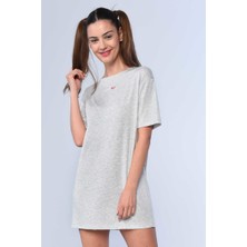 Ecko Unltd. Gri Kadın Bisiklet Yaka Elbise Pamuk Casual Tarz L Beden