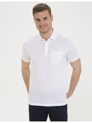 Pierre Cardin Erkek Beyaz Regular Fit Polo Yaka Basic T-Shirt 50232381-VR013