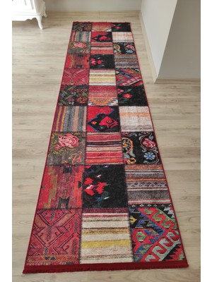 Patchwork Dijital Baskı Dekoratif Salon Halısı Makinede Yıkanabilir Kırkyama Kilim Kaymaz Taban Kırmızı Yolluk Modern Mutfak Halı Modelleri