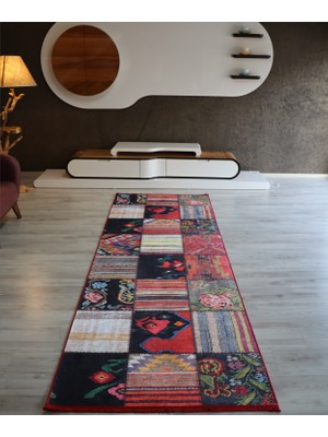 Patchwork Dijital Baskı Dekoratif Salon Halısı Makinede Yıkanabilir Kırkyama Kilim Kaymaz Taban Kırmızı Yolluk Modern Mutfak Halı Modelleri