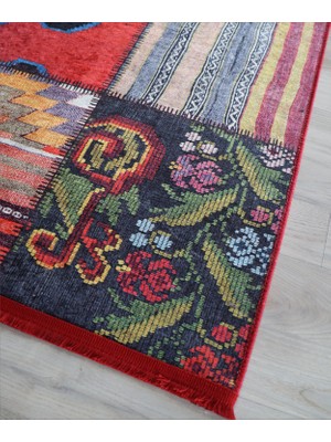 Patchwork Dijital Baskı Dekoratif Salon Halısı Makinede Yıkanabilir Kırkyama Kilim Kaymaz Taban Kırmızı Yolluk Modern Mutfak Halı Modelleri