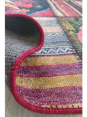 Patchwork Dijital Baskı Dekoratif Salon Halısı Makinede Yıkanabilir Kırkyama Kilim Kaymaz Taban Kırmızı Yolluk Modern Mutfak Halı Modelleri