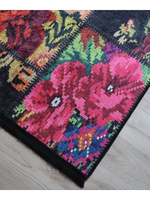 Patchwork Salon Halısı Karabağ Mutfak Halısı Kırkyama Koridor Yolluk Dekoratif Kilim Modelleri Makinada Yıkanabilir Kaymaz Halı