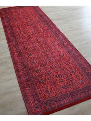 Afgan Kırmızı Salon Halısı Makinede Yıkanabilir Mutfak Halısı Modern Yolluk Dekoratif Kaymaz Taban Kilim