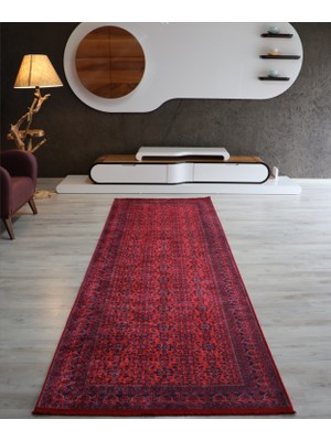 Afgan Kırmızı Salon Halısı Makinede Yıkanabilir Mutfak Halısı Modern Yolluk Dekoratif Kaymaz Taban Kilim