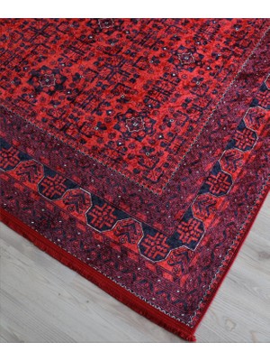 Afgan Kırmızı Salon Halısı Makinede Yıkanabilir Mutfak Halısı Modern Yolluk Dekoratif Kaymaz Taban Kilim