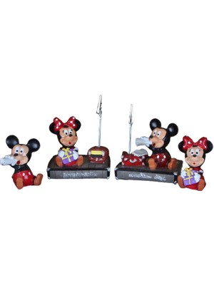 Hediyekanalı  Boyanabilir Polyester Poliüretan Ham Obje Mickey Minnie Mouse 4 Biblo Set