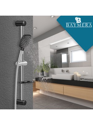 Baymera  Aqua Chrome Black Sürgülü Tepe Duş Seti VLTM-6150