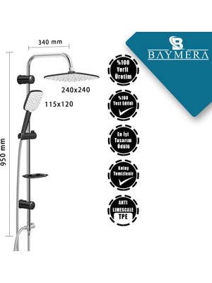 Baymera  Harmony Black Tepe Duş Seti VLTM-5540