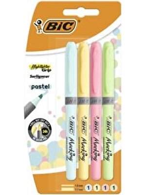 Bic Highlighter Grip 4'lü Pastel Fosforlu Kalem