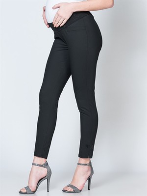 Busa Hamile Gabardin Pantolon Ribanalı Düz Model Lacivert