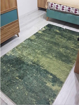 STY Home Bodrum Kaymaztabanlı Yıkanabilir Halı Kilim Yolluk Dijital Baskı Yeşil