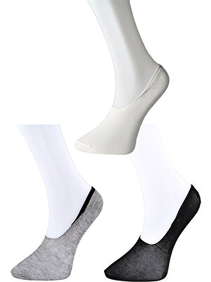 Mudanis Siyah Gri ve Beyaz Kadın Babet Çorap 6 Çift
