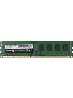 Turbox 4GB DDR3 1600MHz Ram Yüksek Performanslı Düşük Gecikme CL Değeri ile Oyun ve Tasarım Uyumlu