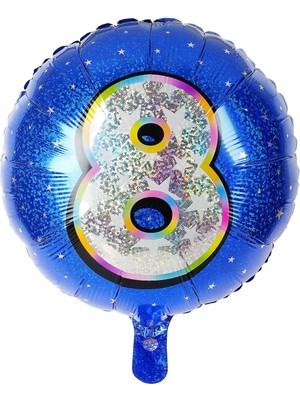 İKM Folyo Yuvarlak Rakam Balon Mavi 8