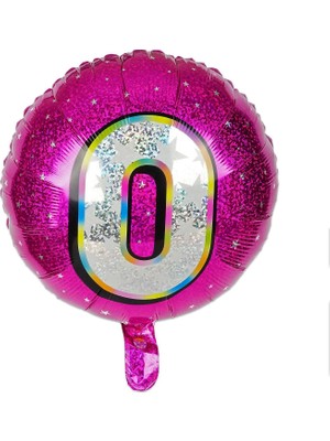 İKM Folyo Yuvarlak Rakam Balon Fuşya 0