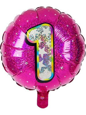 İKM Folyo Yuvarlak Rakam Balon Fuşya 1