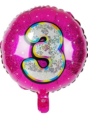 İKM Folyo Yuvarlak Rakam Balon Fuşya 3