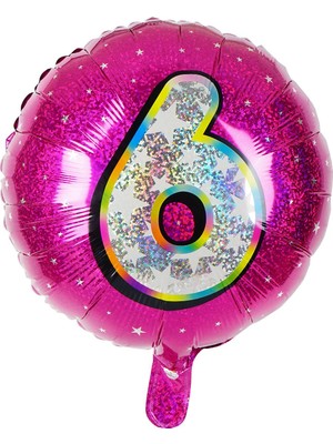 İKM Folyo Yuvarlak Rakam Balon Fuşya 6