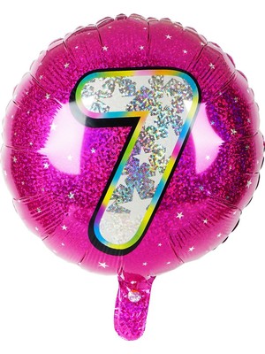 İKM Folyo Yuvarlak Rakam Balon Fuşya 7