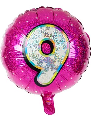 İKM Folyo Yuvarlak Rakam Balon Fuşya 9