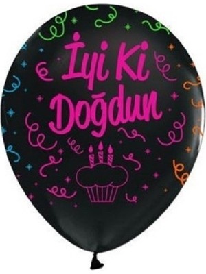 Balonevi Floresan Iyi Ki Doğdun Çepeçevre Baskılı Balon 10 Adet