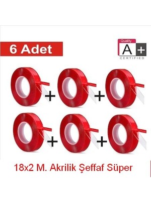 Atmaca Çift Taraflı Bant Şeffaf Silikon Bant 18X2 M ( 6 Ad.)