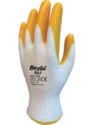 Beybi Pn7 12 Çift Sarı Beyaz Nitril Iş Eldiveni 10-Xl