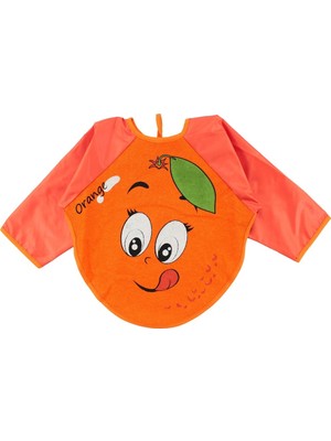 Belinay Buude Portakal Motif Kollu Bebek Mama Önlüğü