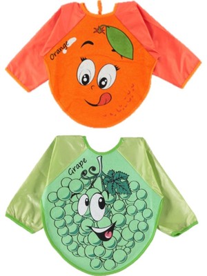 Belinay Üzüm Portakal Motifli Giyilebilir Kollu Mama Önlüğü