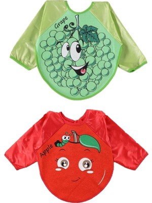 Belinay Üzüm ve Elma Motif Giyilebilir Kollu Mama Önlüğü