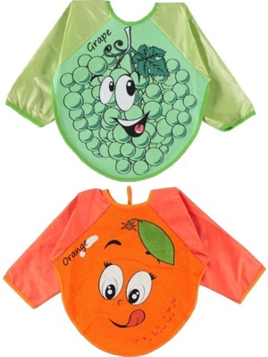 Belinay Üzüm ve Portakal Motif Giyilebilir Kollu Mama Önlüğü