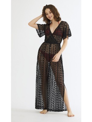 Penti Siyah Ethnic Lace Tulum