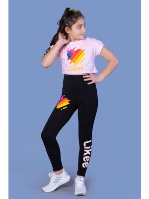 Toontoy Kids Kız Çocuk Omuzu Tül Detaylı Crop Takım
