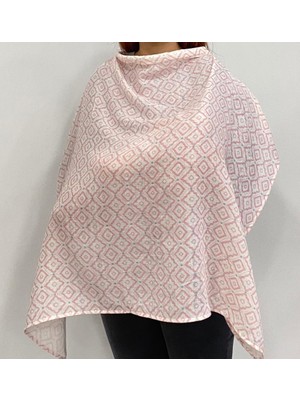 Myquala Pembe Desenli Müslin Emzirme Örtüsü %100 Pamuk 75 x 100 cm Konforlu Kullanım