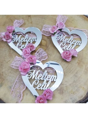 Hayaller Dükkanı 30 Adet Içi Yazılı Pleksi Kalp Nikah Şekeri Magnet