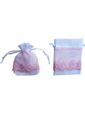 Hayaller Dükkanı Kese Organze Üstü Saten Tüllü Pembe 9X14  P20