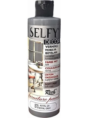 Rich Selfy Decor Vernikli Boya 240 cc - Royal Gri 870
