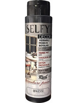 Rich Selfy Decor Vernikli Boya 500 cc - Siyah 5874