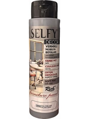 Rich Selfy Decor Vernikli Boya 500 cc - Italyan Gri 5868