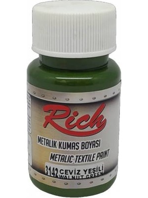 Rich Metalik Akrilik Kumaş Boyası 50 cc - Ceviz Yeşili 3142