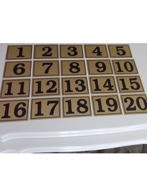 Gendec 6x8 cm Yapışkanlı No 1'den 20'e Raf, Posta Kutusu, Dolap, Ayakkabılık, Kapı Numarası