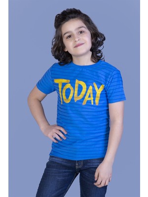 Toontoy Erkek Çocuk Örgü Kumaş Detaylı Today Baskılı T-Shirt