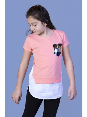 Toontoy Kids Kız Çocuk Göğsü Cepli Pul Nakışlı Tunik