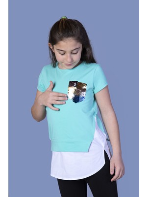 Toontoy Kids Kız Çocuk Göğsü Cepli Pul Nakışlı Tunik