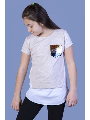 Toontoy Kids Kız Çocuk Göğsü Cepli Pul Nakışlı Tunik