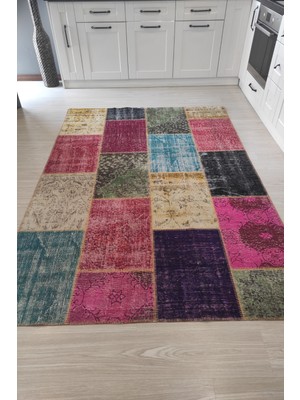 just arte Patchwork Fuşya Multi El Halısı