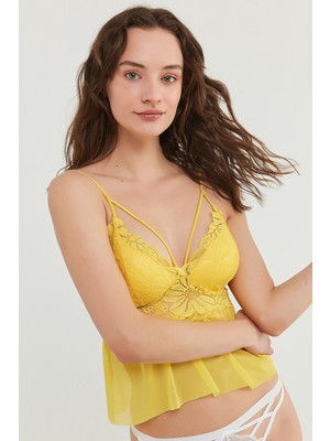 Penti Kadın Luna Frill Dantel ve Tül Kumaşlı, Dikişsiz ve Nefes Alabilen Rahat Bralet – Günlük Kullanıma Uygun